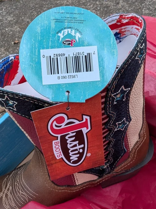 Justin Western Chellie Ankle Boots with Star-Spangled Design (new) - Picture 2 of 11